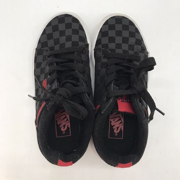 Vans Seldan Checkerboard Black/Red Skate Shoes Youth 1 Lace Up Low Top Sneakers - Picture 6 of 10